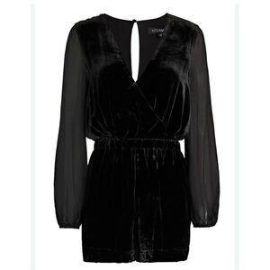 Intermix Women's Black Velvet Wrap Front Romper Size 10 Party/Cocktail